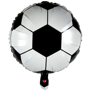 Balon din Folie Metalizata, Flippy, Mini Figurine, Model Minge de Fotbal, Tematica Aniversare, 30x24 cm, Ambalaj Individual, Pai Inclus, Umflare cu Aer sau Heliu, Alb-Negru - Img 2