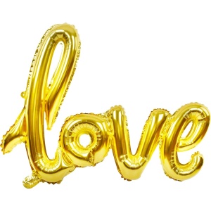 Balon din Folie Metalizata, Flippy, Model Love scris de mana, 102x65 cm, Tematica Ziua Îndrăgostiților, Ambalaj Individual, Pai Inclus, Umflare cu Aer sau Heliu, Auriu - Img 6