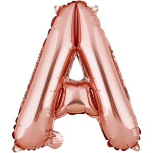 Balon Folie Metalizata Litera A, Flippy, 40 cm, Umflati cu Heliu sau Aer, Ambalaj Individual, Pai inclus, Rose Gold - Img 1