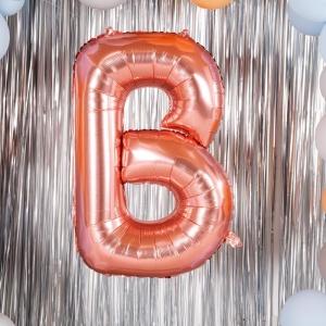 Balon Folie Metalizata Litera B, Flippy, 80 cm, Umflati cu Heliu sau Aer, Ambalaj Individual, Pai inclus, Rose Gold - Img 4