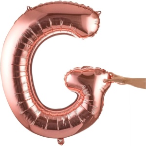 Balon Folie Metalizata Litera G, Flippy, 80 cm, Umflati cu Heliu sau Aer, Ambalaj Individual, Pai inclus, Rose Gold - Img 8