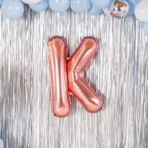 Balon Folie Metalizata Litera K, Flippy, 40 cm, Umflati cu Heliu sau Aer, Ambalaj Individual, Pai inclus, Rose Gold - Img 4