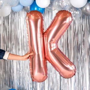 Balon Folie Metalizata Litera K, Flippy, 80 cm, Umflati cu Heliu sau Aer, Ambalaj Individual, Pai inclus, Rose Gold - Img 5