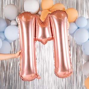 Balon Folie Metalizata Litera M, Flippy, 80 cm, Umflati cu Heliu sau Aer, Ambalaj Individual, Pai inclus, Rose Gold - Img 5