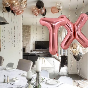 Balon Folie Metalizata Litera T, Flippy, 80 cm, Umflati cu Heliu sau Aer, Ambalaj Individual, Pai inclus, Rose Gold - Img 6