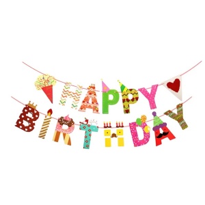 Banner Happy Birthday 100x200 cm, Flippy, Rola de Ata Inclusa, Tematica Candy, Multicolor - Img 1