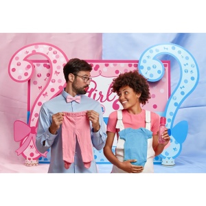 Banner pentru Petrecere, Flippy, Model Girl or Boy, Tematica Gender Reveal, 150 x 100 cm, Albastru Roz - Img 9