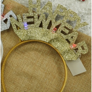 Bentita/cerc Happy Newyear, culoare auriu, marime standard, Flippy - Img 5