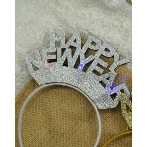 Bentita/cerc Happy Newyear, culoare gri metalic, marime standard, Flippy - Img 4