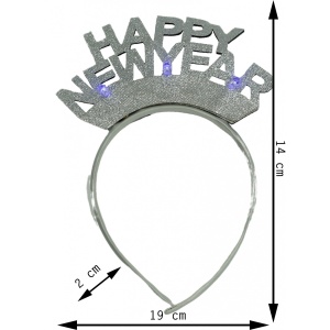 Bentita/cerc Happy Newyear, culoare gri metalic, marime standard, Flippy - Img 6