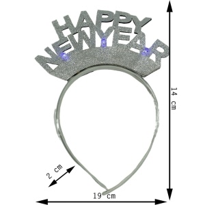 Bentita/cerc Happy Newyear, culoare gri metalic, marime standard, Flippy - Img 11
