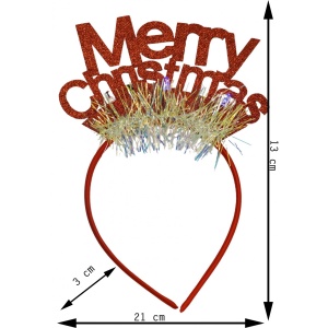 Bentita/cerc Mery Cristmas, culoare rosu cu sclipici, marime standard, Flippy - Img 6