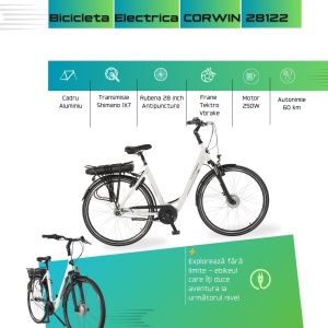 Bicicleta Electrica Corwin 28122 - 28 Inch, 490mm, Alb - Img 4
