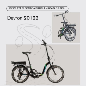 Bicicleta Electrica Pliabila Devron 20122 - 20 Inch, S, Negru/Albastru - Img 4