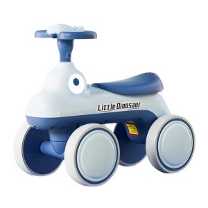 Bicicleta Pentru Copii, Flippy, Fara Pedale, Cu Patru Roti, Din Plastic Rezistent, Fara BPA, Cu Muzica Si Lumini, Model Dinozaur, 50x27x40 Cm, Albastru - Img 2