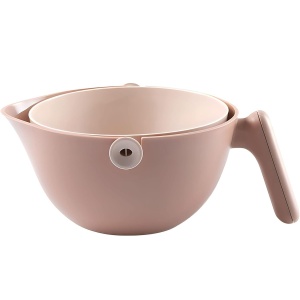 Bol cu Doua Straturi, Flippy, pentru Fructe, Legume, cu Cos de Scurgere a Apei, 2L, din ABS+PP, 29.9 x 22.5 x 11.8 cm, Maro - Img 1