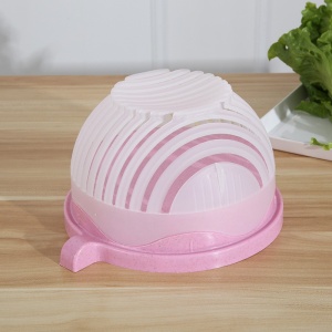 Bol Feliator pentru Salata, Flippy, Castron Multifunctional pentru Legume si Fructe, pentru Spalat si Taiat Legumele, cu Scurgere si Tocator, Ergonomic, Protectie pentru Maini, 21x18.5x11.5 cm, Roz - Img 7