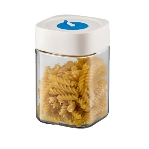 Borcan din Sticla de Inalta Calitate, Flippy, Capac Ermetic, Uz Casnic, Depozitarea Condimentelor sau a Alimentelor Umede si Uscate, 1000 mL, 10x10x15.5 cm, Alb - Img 1