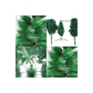 Brad artificial de Craciun tip pin, inaltime 210 cm, diametru 115 cm, 350 ramuri cu ace 3D 12 cm, Flippy, verde, suport metalic inclus - Img 5
