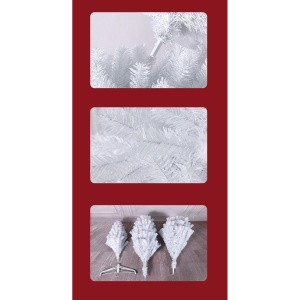 Brad de Craciun artificial cu suport inclus Flippy, 180 cm, 600 ramuri/varfuri, material plastic, suport clasic, fara iluminare, utilizat pentru interior/exterior, alb - Img 5