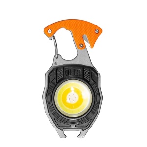 Breloc Multifunctional, Flippy, Model W5147, Kit Supravietuire, Lanterna, Bricheta, Fluier, din ABS/Aluminiu, Alimentare USB, Negru/Portocaliu - Img 12