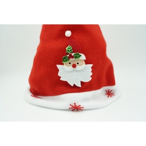 Caciulita de Mos Craciun, Flippy,cu model de Mos Craciun si ornament fulg de nea, rosie, marime universala, material textil - Img 4