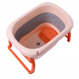 Cada Pliabila pentru Baie, Flippy, din PP+TPE, pentru Copii 0-6 Ani, cu Picioare, Suport de Sezut, Scurgere Etans, 80 x 52 x 42 cm, Portocaliu - Img 5