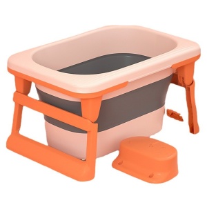 Cada Pliabila pentru Baie, Flippy, din PP+TPE, pentru Copii 0-6 Ani, cu Picioare, Suport de Sezut, Scurgere Etans, 80 x 52 x 42 cm, Portocaliu - Img 9