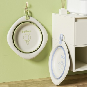 Cada Pliabila pentru Baie pentru Copii, Flippy, Cadita pentru Bebelusi, Model Romb cu Balon, Verde, 31.5x31.5x3.5 cm, 3L - Img 13