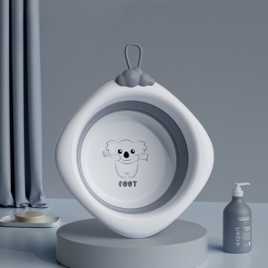 Cada Pliabila pentru Baie pentru Copii, Flippy, Cadita pentru Bebelusi, Model Romb pentru Picioare Koala, Gri, 30x30x3.5 cm, 4L - Img 8