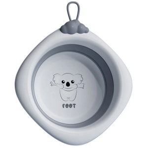 Cada Pliabila pentru Baie pentru Copii, Flippy, Cadita pentru Bebelusi, Model Romb pentru Picioare Koala, Gri, 30x30x3.5 cm, 4L