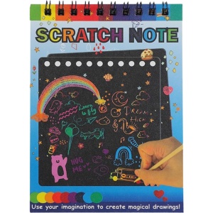 Caiet cu fise razuibile Flippy, DIY Magic Scratch, 12 File, Curcubeu, Creion din Lemn, Cartonase negre, 14 x 10 cm, albastru - Img 1