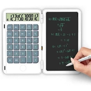 Calculator de Mana Reincarcabil cu Tabla de Scris, Flippy, Calculator Portabil, Ecran LCD, Afisaj cu 12 Cifre, Ecran de 15 cm, Culoare Alb - Img 2