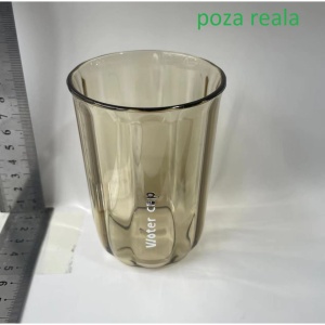 Cana de Apa pentru Clatit, Flippy, pentru Periuta de Dinti, 200 ml, 10.4 x 7.3 cm, Maro Transparent - Img 3