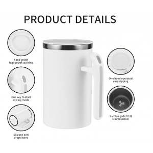 Cana portabila cu mixer incorporat, Flippy, pe baterii, 380 ml, alb - Img 5