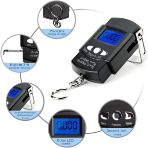 Cantar Digital de Mana cu Carlig, Flippy, Cantar Portabil, Pescuit, cu Maner, Capacitate 50 kg, cu Metru Incorporat, 20.5 x 6 x 2.5 cm, Negru - Img 6