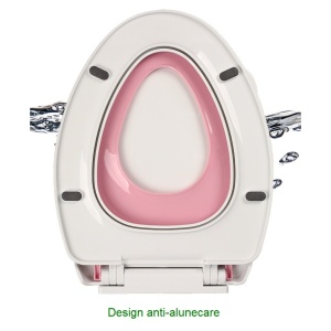 Capac de Toaleta cu Reductie 3 in 1, Flippy, pentru Copii +3 Ani si Adulti, Coborare Lenta si Silentioasa, Instalare Usoara, din PP5 , in Forma de O, Alb/Roz - Img 4