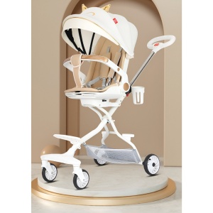 Carucior Sport Flippy 3in1, 6-36 Luni, Reversibil, Pliabil, Tavita pentru Masa, Pozitie de Somn, Centura de Siguranta, Roti 360, Suport Pahar, Copertina pentru Soare, 33x66x85cm, Alb Model Pisica - Img 13