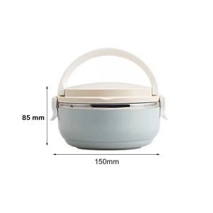 Caserola pentru alimente Flippy, lunch box, 700 ml, otel inoxidabil, maner, valva aerisire, inchidere etansa, 15 x 8.5 cm, albastru - Img 7