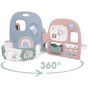 Centru de ingrijire pentru papusi Smoby Baby Care Childcare Center albastru roz cu accesorii - Img 2