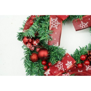 Coronita de Craciun pentru usa, Rosu/Verde, 35 cm, PVC, Artificiala, Decorata, Interior/Exterior, Flippy - Img 8