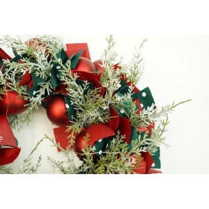 Coronita de Craciun pentru usa, Rosu/Verde, 40 cm, PVC, Artificiala, Decorata, cu LED, Interior/Exterior, Flippy - Img 8
