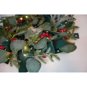 Coronita de Craciun pentru usa, Rosu-Verde, 40 cm, PVC, Artificiala, Decorata, Interior/Exterior, Flippy - Img 8