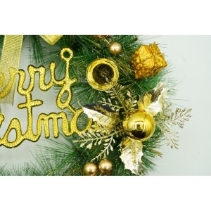 Coronita de Craciun pentru usa, Verde/Auriu, 40 cm, PVC, Artificiala, Decorata, Interior/Exterior, Flippy - Img 8
