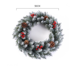 Coronita pentru Craciun Flippy, 50 cm, din brad artificial, decorata cu conuri si merisoare, Alb - Img 4
