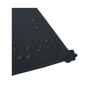 Covoras din silicon pentru animale Flippy, pentru bol de apa si mancare, antiderapant, margini ridicate pentru a mentine apa, 48.5x30 cm, Negru - Img 4
