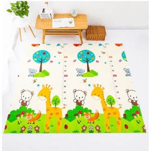 Covoras pentru Copii, Flippy, cu 2 Fete, Model ZOO/Ursulet, din XPE+PE, Impermeabil, Antiderapant, Protectie Termica, +3 Luni, Pliabil, 150 x 200 x 1.5 cm, Multicolor - Img 8