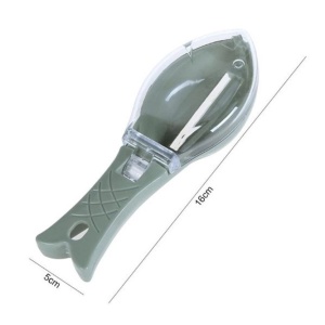 Curatator Manual Solzi de Peste, Flippy, Forma Peste , Recipient cu Capcac pentru Solzi, Plastic, Verde deschis, 16x6 cm - Img 4
