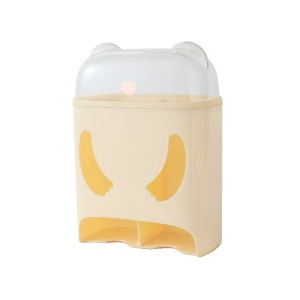Cutie de Depozitare, Flippy, Montare Perete, Adeziv, Fara Perfoare, din ABS, Model Urs, 18 x 11 x 25 cm, Crem - Img 1