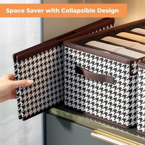 Cutie De Depozitare, Flippy, Pentru Haine, Lenjerie, Sosete Si Sutiene, Material Textil, 6 Compartimente, 44x30x20 cm, Culoare Alb-Negru - Img 3